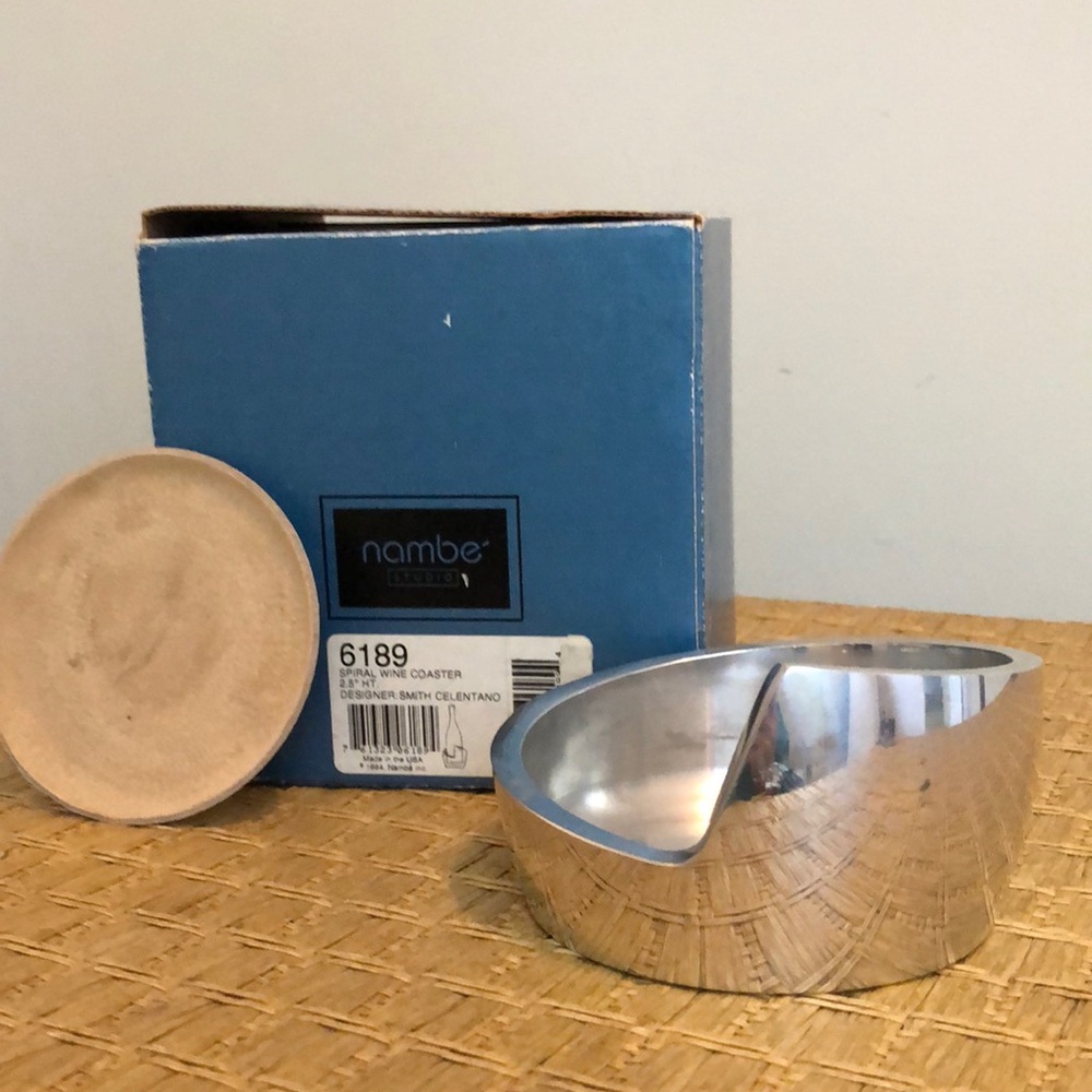 Nambe spiral wine coaster made in USA vintage in Box